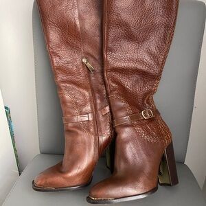 Rachel Zoe Pebbled Leather Tall Brown Boots Women’s Size 7.5